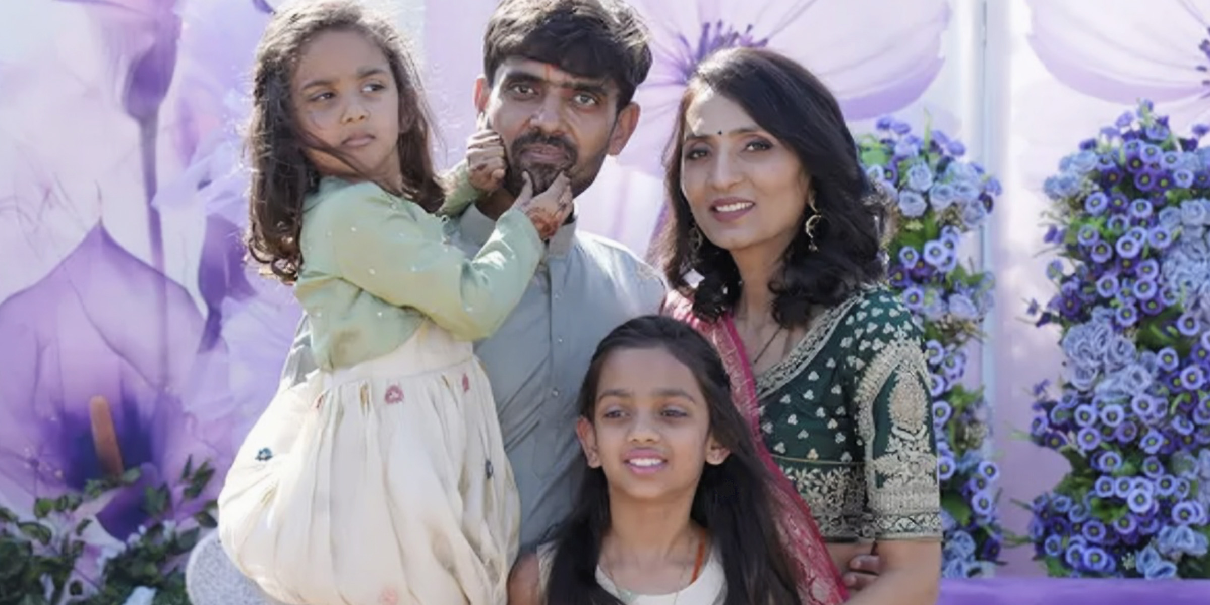 Arjun Patoliya, su esposa y sus dos hijas | Fuente: facebook.com/gofundme