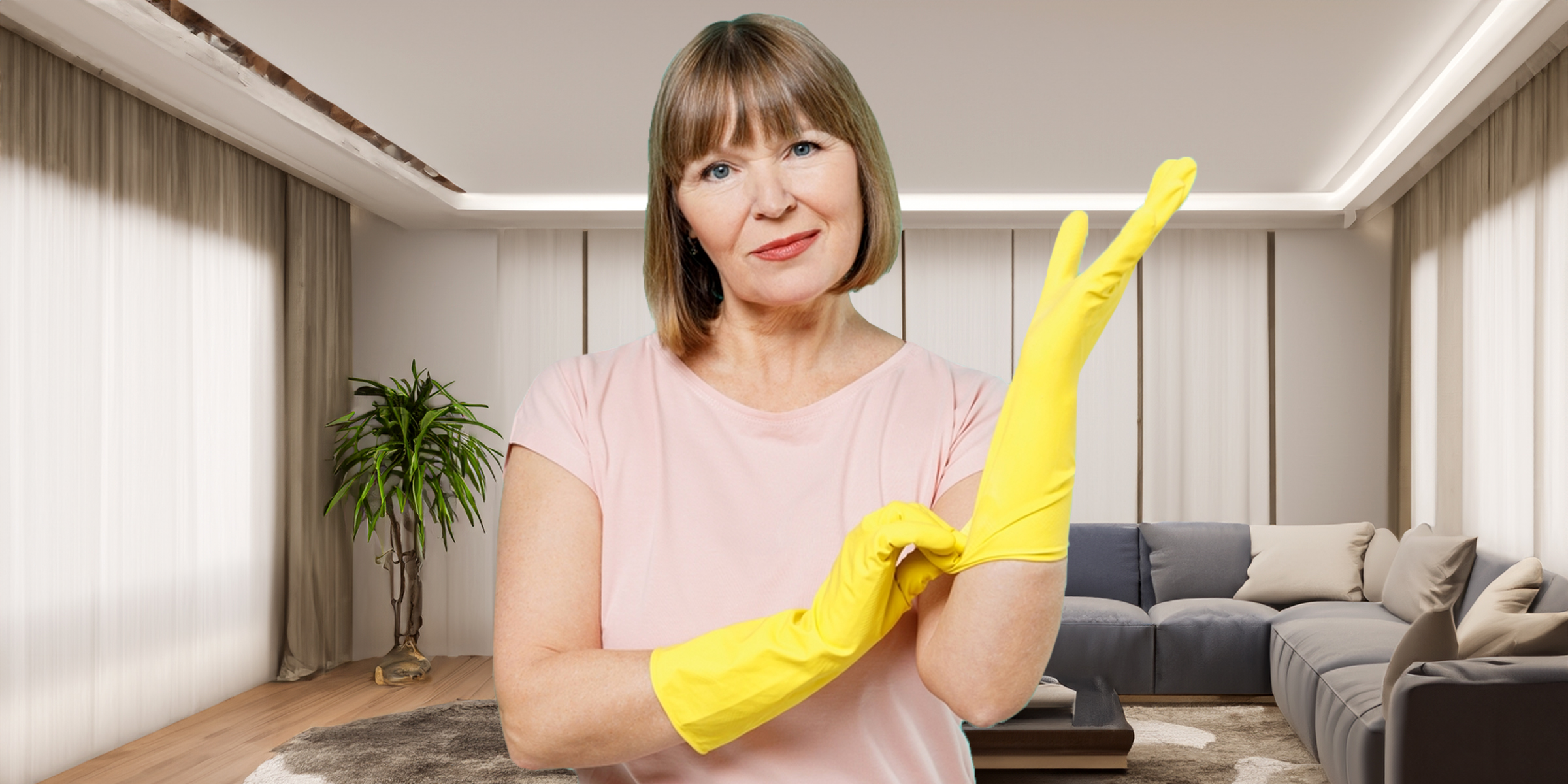 Una mujer madura con guantes de látex | Fuente: Shutterstock