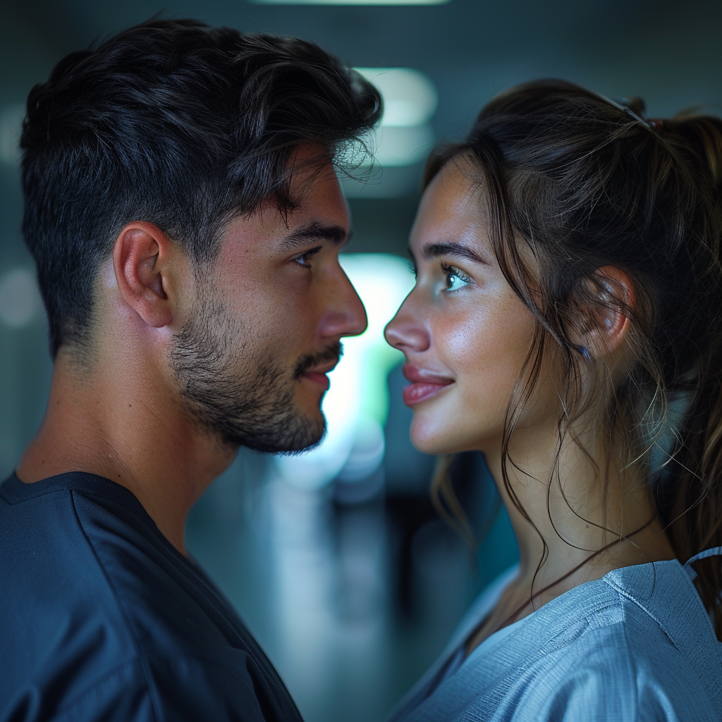 Una pareja nerviosa en el hospital | Fuente: Midjourney