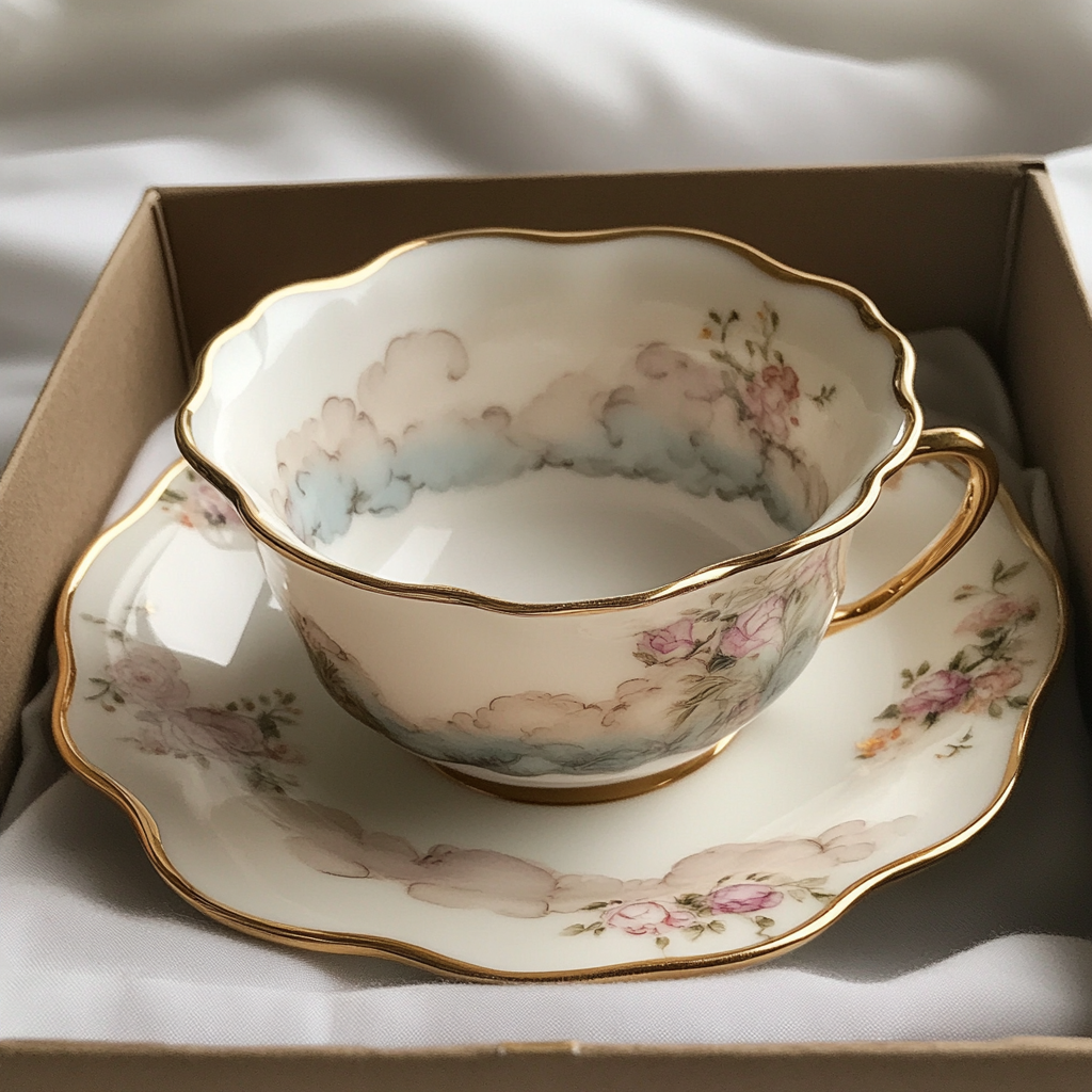 Primer plano de una taza y un platillo de té | Fuente: Midjourney