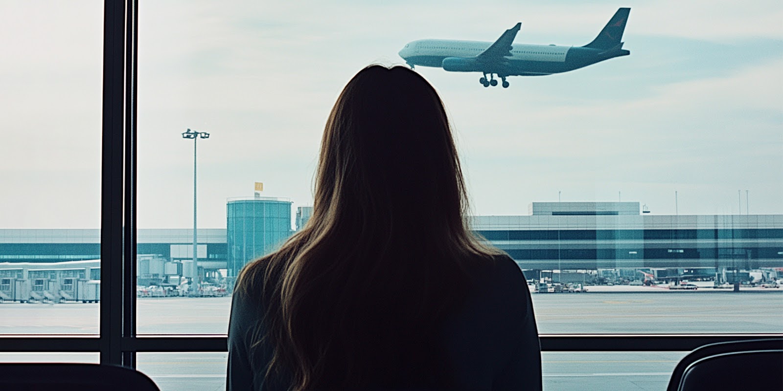 Una mujer en el aeropuerto | Fuente: Midjourney