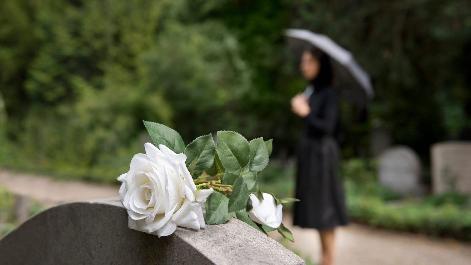 Sfondo sfocato di una donna che fissa una lapide | Fonte: Freepik