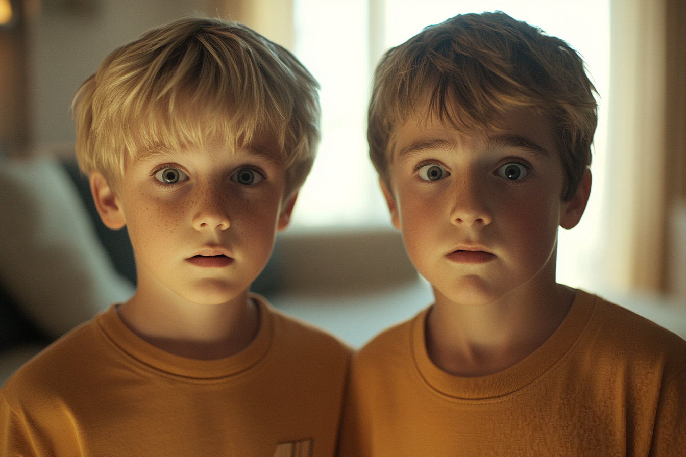 Dos niños de pie juntos | Fuente: Midjourney