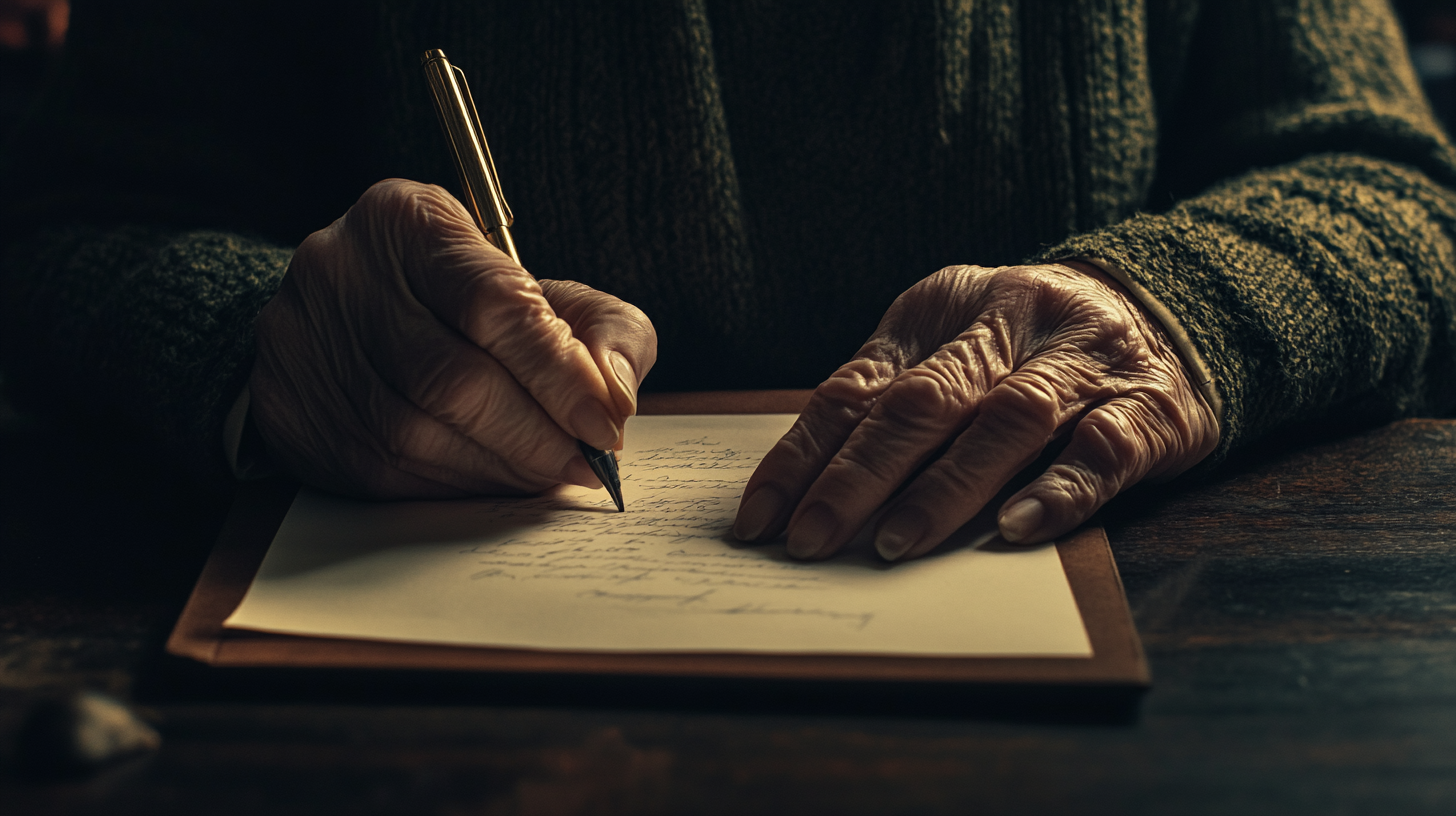 Una anciana escribiendo | Fuente: Midjourney