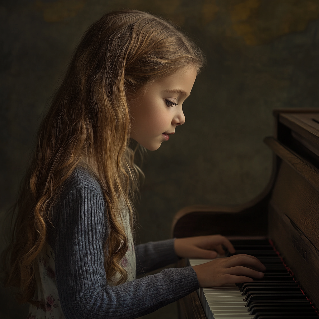 Una niña tocando el piano | Fuente: Midjourney