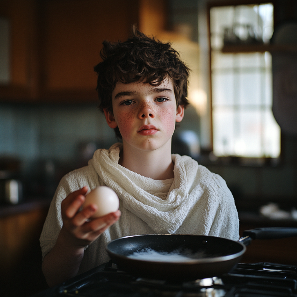 Una adolescente preparando el desayuno | Fuente: Midjourney