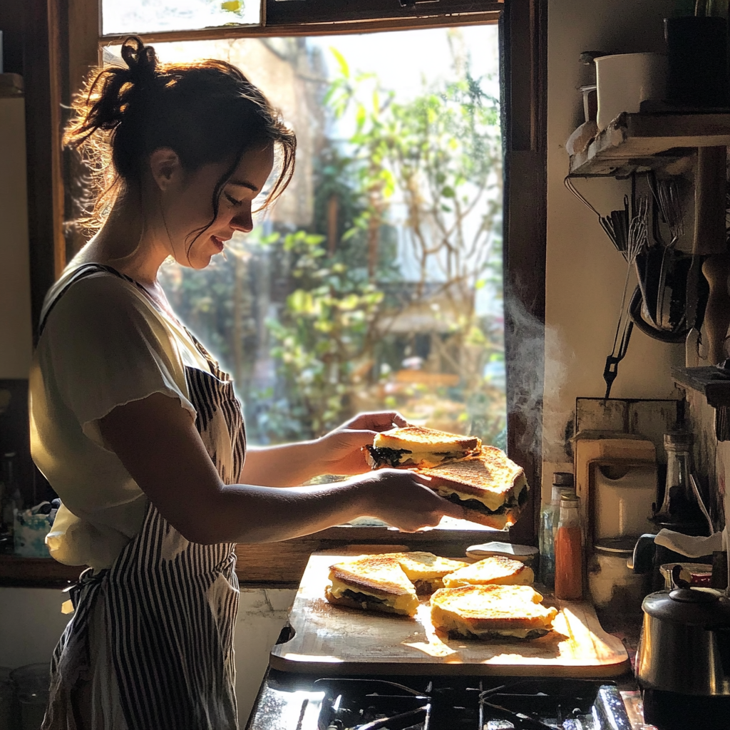 Una mujer tostando bocadillos | Fuente: Midjourney