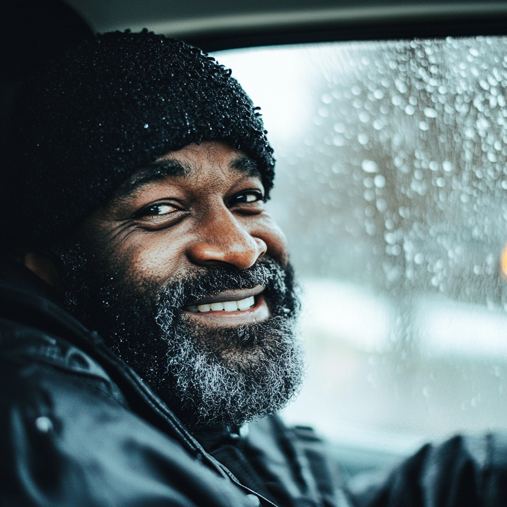 Un hombre sonriente en un automóvil | Fuente: Midjourney