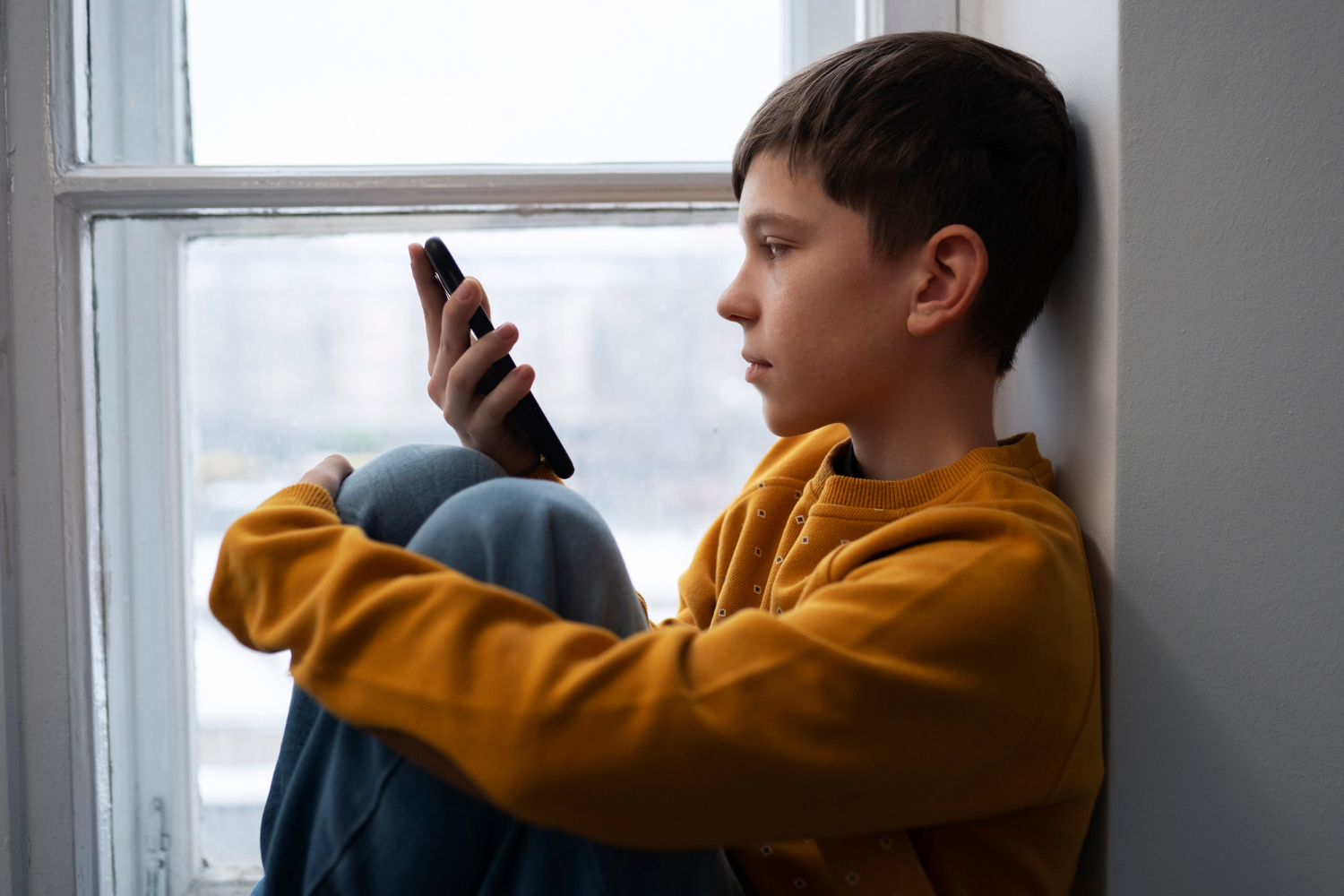 Un chico estresado sujetando su teléfono | Fuente: Freepik